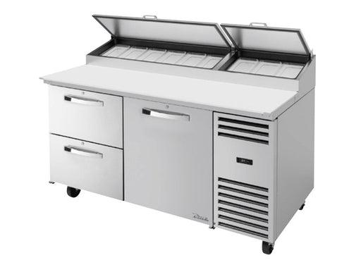 True TSSU-72-30M-B-ST-ADA-HC~SPEC3 Sandwich Prep Table, 723/8" Wide, 3 Doors, 6 Shelves, 30 Pans (Tops) - TheChefStore.Com