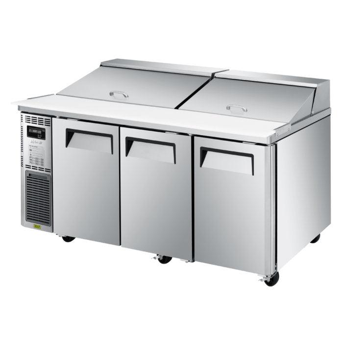 Turbo Air JST-72-N 3 Solid Door Refrigerated Sandwich Prep Table, Side Mount, 14 Cu. Ft. - TheChefStore.Com