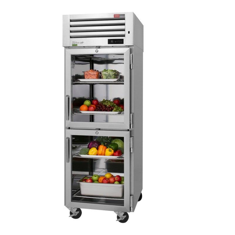 Turbo Air PRO-26-2R-GS-PT-N(-L) Pro Series Pass Thru Refrigerator, 4 Half Doors (Solid and Glass), 25 Cubic Feet - TheChefStore.Com