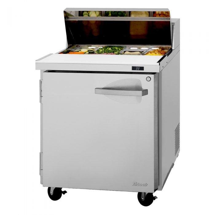 Turbo Air PST-28-N 1 Solid Door Mega Refrigerated Sandwich and Salad Prep Table, 7 Cu. Ft. - TheChefStore.Com