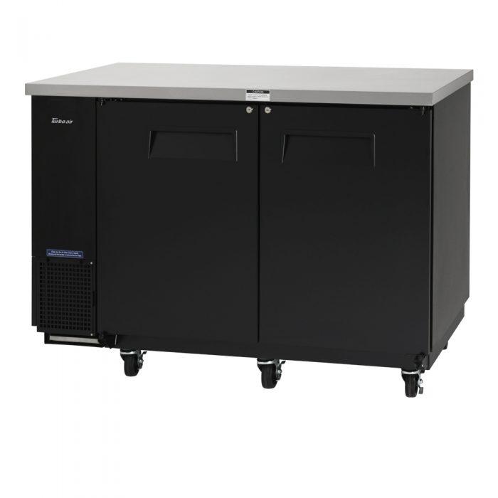 Turbo Air TBB-24-60SB-N6 24.5" Deep Narrow Back Bar Cooler, 2 Solid Door 61" Black Vinyl Exterior Back Bar Cooler, 16.4 Cu. Ft. - TheChefStore.Com