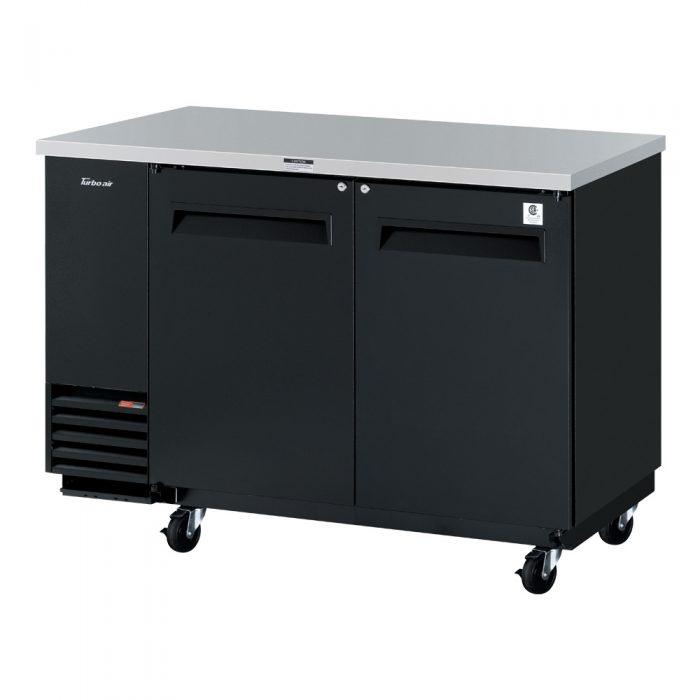 Turbo Air TBB-2SB-N6 2 Solid Door 59" Back Bar Cooler, Black Vinyl Exterior, 19 Cu. Ft. - TheChefStore.Com