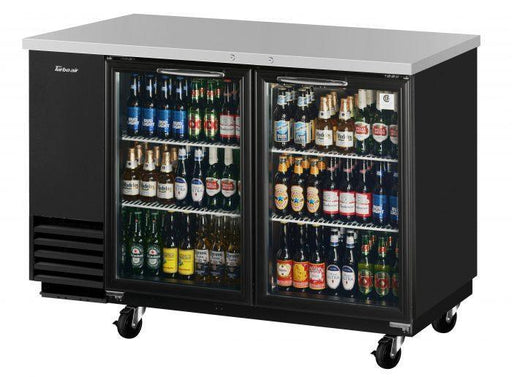 Turbo Air TBB-2SG-N 2 Glass Door 59" Back Bar Cooler, Black Vinyl Exterior, 19 Cu. Ft. - TheChefStore.Com