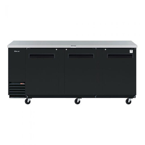 Turbo Air TBB-4SB-N 3 Solid Door 90" Back Bar Cooler, Black Vinyl Exterior, 36.4 Cu. Ft. - TheChefStore.Com