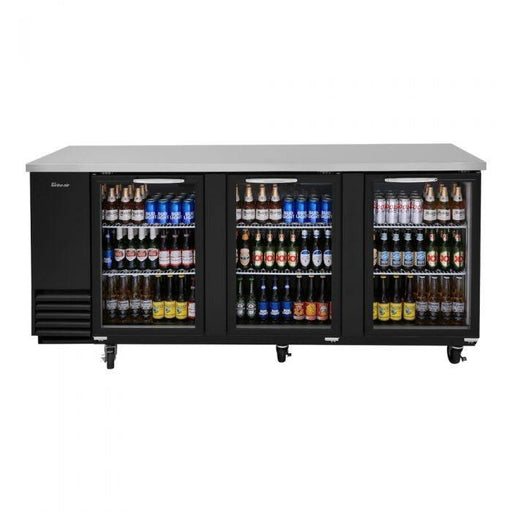 Turbo Air TBB-4SG-N 3 Glass Door 90" Back Bar Cooler, Black Vinyl Exterior, 36.4 Cu. Ft. - TheChefStore.Com