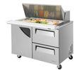 Turbo Air TST-48SD-18-D2-N 1 Solid Door and 2 Drawer Mega Top Refrigerated Sandwich Prep Table, Front Breathing - TheChefStore.Com