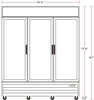 Unity U-GM-3 68" Three Glass Door Merchandiser Refrigerator with LED Lighting - TheChefStore.Com