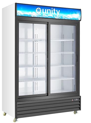 Unity U-GM2-S 52" Two Sliding Glass Door Merchandiser Refrigerator with LED Lighting, White, 79" Height - TheChefStore.Com