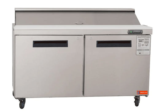 Westlake WKSR-60B 60" Double Door Mega Top Sandwich Prep Table Refrigerator, Stainless Steel - TheChefStore.Com